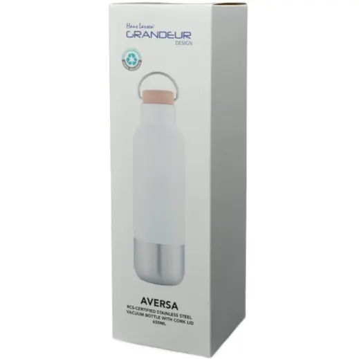 Aversa Hans Larsen RCS Recycled Stainless Steel Insulated Water Bottle White Gift Box